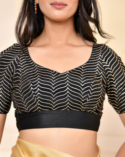 Black & Gold Sequin Embellished Designer Blouse