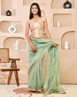 Woven Designed Kashi Banarsi Corset Style Padded Saree Blouse