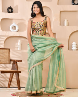 Woven Designed Kashi Banarsi Corset Style Padded Saree Blouse