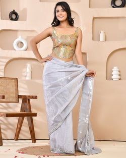 Woven Designed Kashi Banarsi Corset Style Padded Saree Blouse
