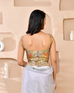 Woven Designed Kashi Banarsi Corset Style Padded Saree Blouse