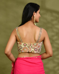 Pearl Embellished Multicolored Embroidered Blouse
