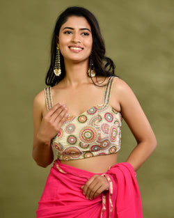 Pearl Embellished Multicolored Embroidered Blouse