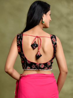 Floral Embroidered Blouse with Pearl Detailing