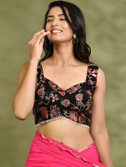 Floral Embroidered Blouse with Pearl Detailing