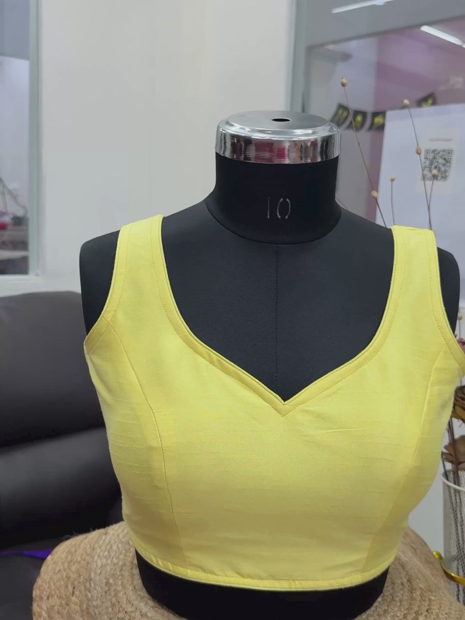 Solid Lemon Yellow Color Padded Blouse 