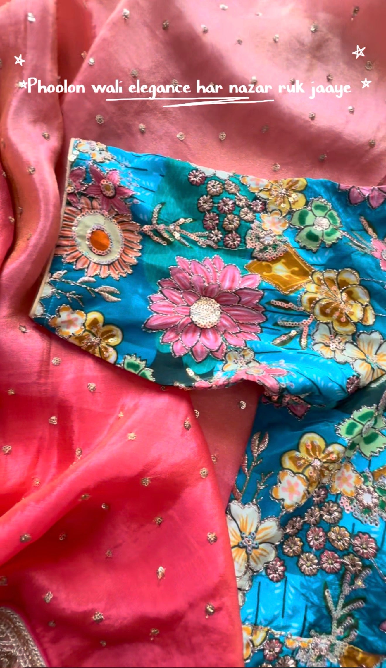 Position Print Floral Blue Padded Blouse 
